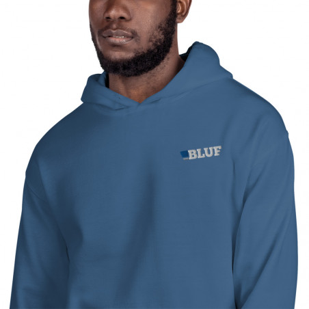 BLUF hoodie, white logo